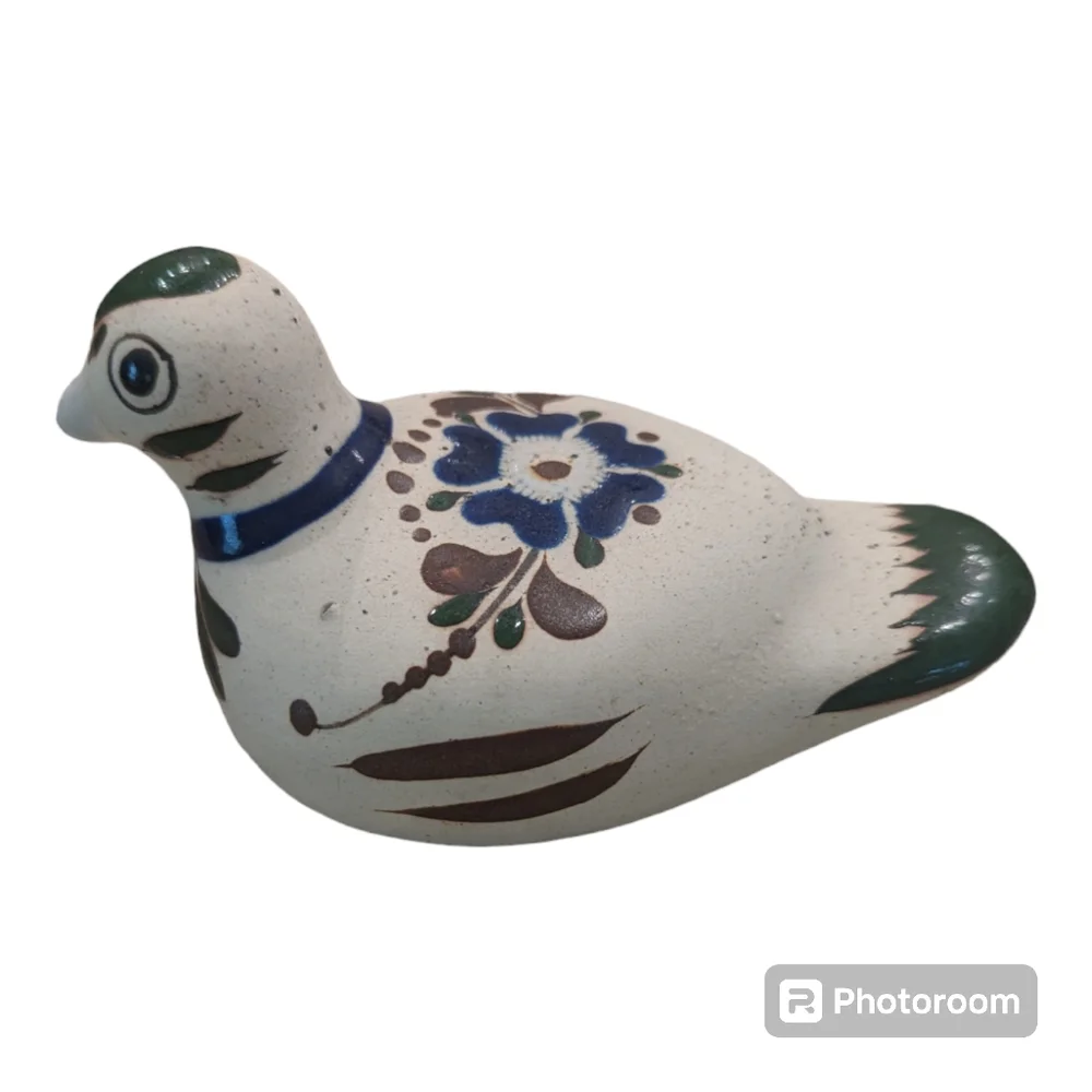 VTG Signed Mexican Pottery Duck Bird Folk Art Tonala Bird Figurine 6" - Picture 4 of 6